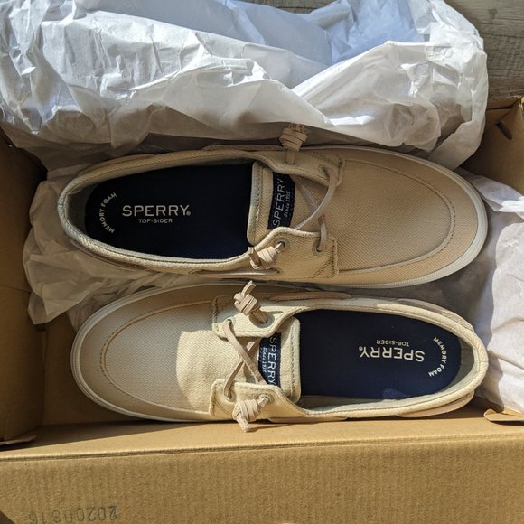 NEW Sperry Top Sider Crest Boat Twill Shoes Sneaker. Natural. Size 8.5 Med. NIB! - Picture 4 of 6